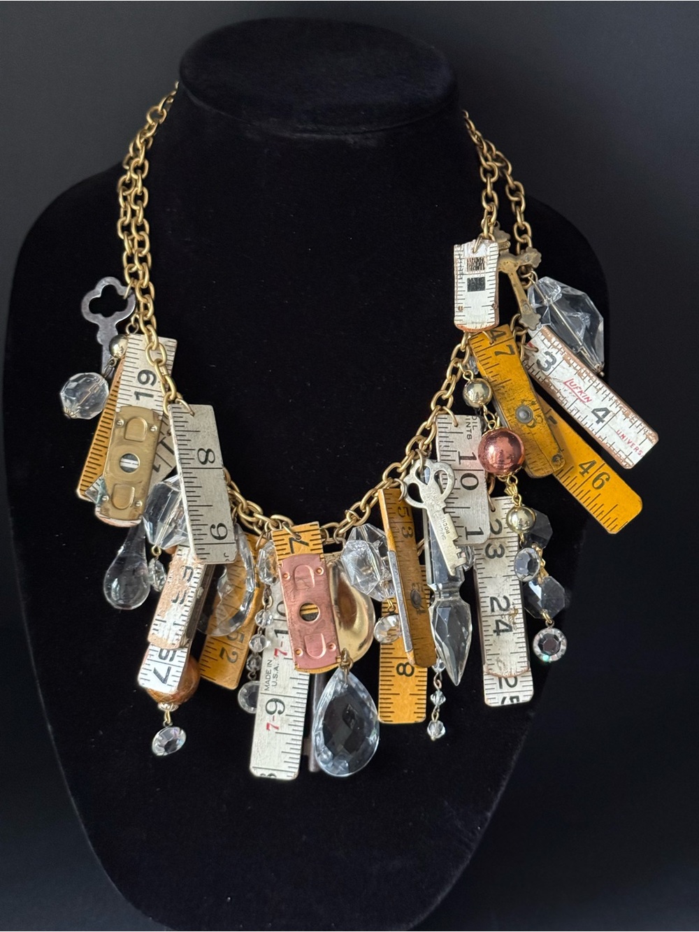 Artisan-Crafted Up-Cycled One-of-a-Kind Measuring Tape Statement Necklace